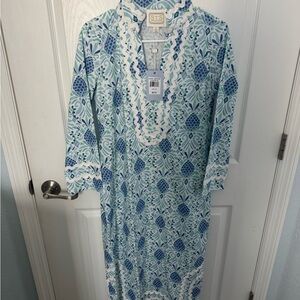 Sail to Sable Blue and White Patterned Dress